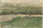 Chernyshev Nikolai. Abandoned Bench. Sketch. 1909