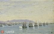 Aivazovskiy Ivan. Naval Parade. Sailing Ships. 1870s