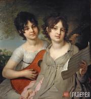 Vladimir  Borovikovsky. Portrait of Sisters - Princesses Anna Gagarina and Varva