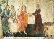 Botticelli Sandro. Venus and the Three Graces Presenting Gifts to a Young Woman.