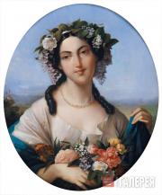 Alix DUVAL. Portrait of an Unknown Woman as Flora