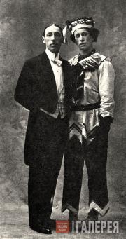 Igor Stravinsky and Vaslav Nijinsky as Petrushka, 1911