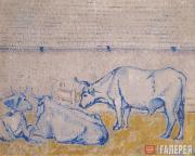 David BURLYUK. Oxen. 1908