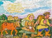 David Burliuk. Uncle and His Niece. 1950s