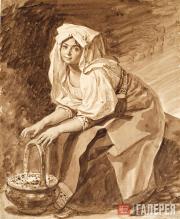 Italian Woman Warming Her Hands Over Hot Coal. Late 1820s