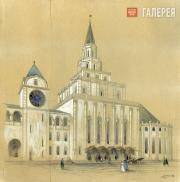 Щусев Алексей. Эскизный проект часовой и Главной (вестибюля 1−2-го классов) башен Казанского вокзала. Перспектива. Вариант. 1912 Щусев Алексей. Эскизный проект часовой и Главной (вестибюля 1−2-го классов) баше