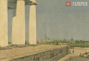 Остроумова-Лебедева Анна. Петербург. Колонны Биржи и крепость. 1908 Остроумова-Лебедева Анна. Петербург. Колонны Биржи и крепость. 1908