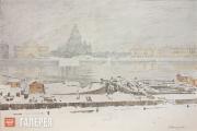 Остроумова-Лебедева Анна. Исаакиевский собор в туманный день. Из альбома «Петербург». 1922 Остроумова-Лебедева Анна. Исаакиевский собор в туманный день. Из альбома «Петерб