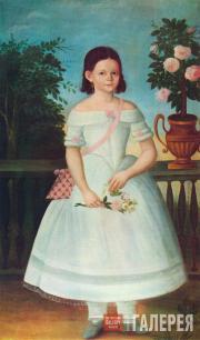П.КОЛЕНДАС (КАЛЕНДАС). Портрет Александры Петровны Темериной (1839–?), дочери переславского купца П.А.Темерина. 1844 П.КОЛЕНДАС (КАЛЕНДАС). Портрет Александры Петровны Темериной (1839–?)