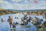 Пластов Аркадий Александрович. Купание коней. 1937 Пластов Аркадий Александрович. Купание коней. 1937
