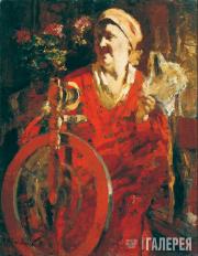 Портрет жены художника. За прялкой. 1930-е