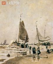 Беггров Александр. Разгрузка парусных лодок. 1893 Беггров Александр. Разгрузка парусных лодок. 1893