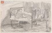 Врубель Михаил. Спящий на кровати. 1904