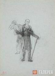 Repin Ilya. Sketch for the Painting “They Did Not Expect Him”. 1883-1884 