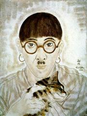 Фуджита Цугухару. Автопортрет с кошкой. 1928 Фуджита Цугухару. Автопортрет с кошкой. 1928
