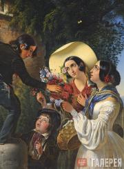 Скотти Михаил Иванович. Итальянская сцена (Букет для Мадонны). 1841 Скотти Михаил Иванович. Итальянская сцена (Букет для Мадонны). 1841