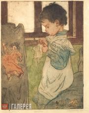 Кругликова Елизавета. Танечка за работой. 1903