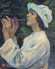 М.В. Нестеров. Пастушок (Портрет Н.М. Нестеровой). 1922