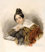 Соколов Петр. Портрет неизвестной в шубке. 1830-е Соколов Петр. Портрет неизвестной в шубке. 1830-е