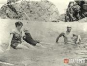 Olga Sacharoff, Dagmar Mouat (Dagoussia) and Béla Szilárd on the beach in Tossa de Mar in 1916 Olga Sacharoff, Dagmar Mouat (Dagoussia) and Béla Szilárd on the beach in Tossa