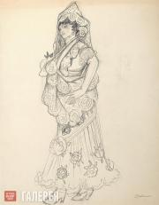 Гончарова Наталия. Испанка. Эскиз костюма. 1910–1920-е Гончарова Наталия. Испанка. Эскиз костюма. 1910–1920-е
