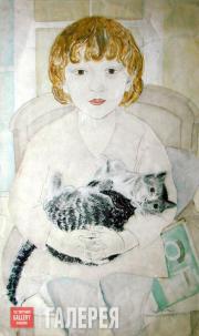 Бельцова Александра. Таня с кошкой. 1928 Бельцова Александра. Таня с кошкой. 1928