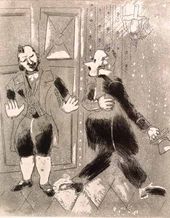 М. ШАГАЛ. Швейцар не пускает Чичикова к губернатору. 1927