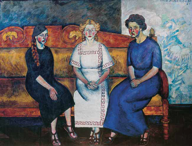 И.И. МАШКОВ. Три сестры на диване. Н., Л. и Е. Самойловы. 1911