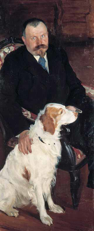 Б.М. КУСТОДИЕВ. Портрет доктора С.Я. Любимова с собакой. 1905
