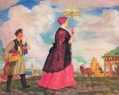 Борис Кустодиев. Купчиха с покупкам. 1920