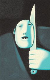 Олег ЦЕЛКОВ. Портрет с ножом. 1992
