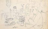 М.Ф. ЛАРИОНОВ. С.Дягилев и Л.Мясин за столом. 1930–1940-е