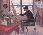 Люсьен ПИССАРРО. Портрет Жоржа Писсарро в мастерской Камиля Писсарро. 1887