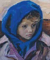 А.А. ПЛАСТОВ. Девочка в синем платке. 1963. Фрагмент