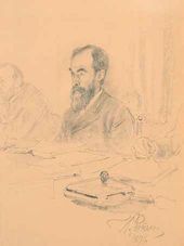 И.Е. РЕПИН. П.М. Третьяков на заседании в Академии художеств. 1896