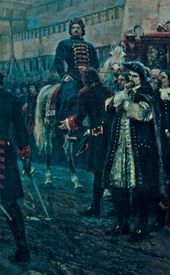 Правая часть: Петр I и свита
