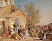А.И. МОРОЗОВ. Выход из церкви в Пскове. 1864
