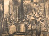 Л.Ф. ЖЕГИН. Семейная сцена в интерьере. Начало 1920-х