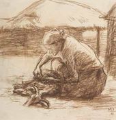 М.С. РОДИОНОВ. Стрижка овец. 1927