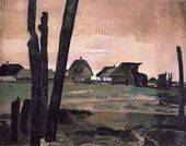А.А. ДЕЙНЕКА. Сгоревшая деревня. 1942