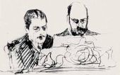 В.А.СЕРОВ. «В четыре руки». С.П. Дягилев и И.С. Остроухов за роялем. 1902