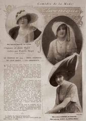 Лист из журнала “Comédie de la Mode” со статьей о шляпах, изготовленных по эскизам Л.C. Бакста. 1913