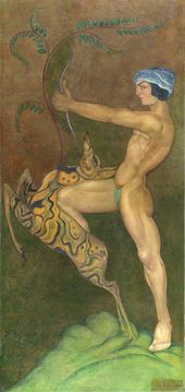 Ладо Гудиашвили. Юноша с пятнистой ланью. 1924