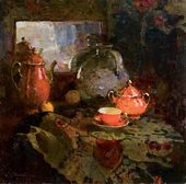 Натюрморт с зеркалом (чайная посуда). 1944