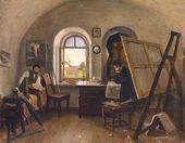 И.И. Шишкин и А.В.Гине в мастерской на острове Валааме. 1860