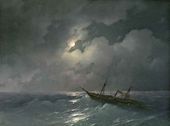 Корабль в ночном море. 1864