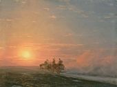 Закат. Тройка в степи. 1865