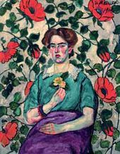 И.И. МАШКОВ. Женский портрет (на фоне обоев). 1908