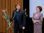 Народныи артист России Сергей Безруков и ведущая вечера Елена Бехтиева