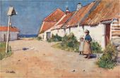 Эдвард Артур УОЛТОН. Деревенские дома с голубятней у моря. До 1883